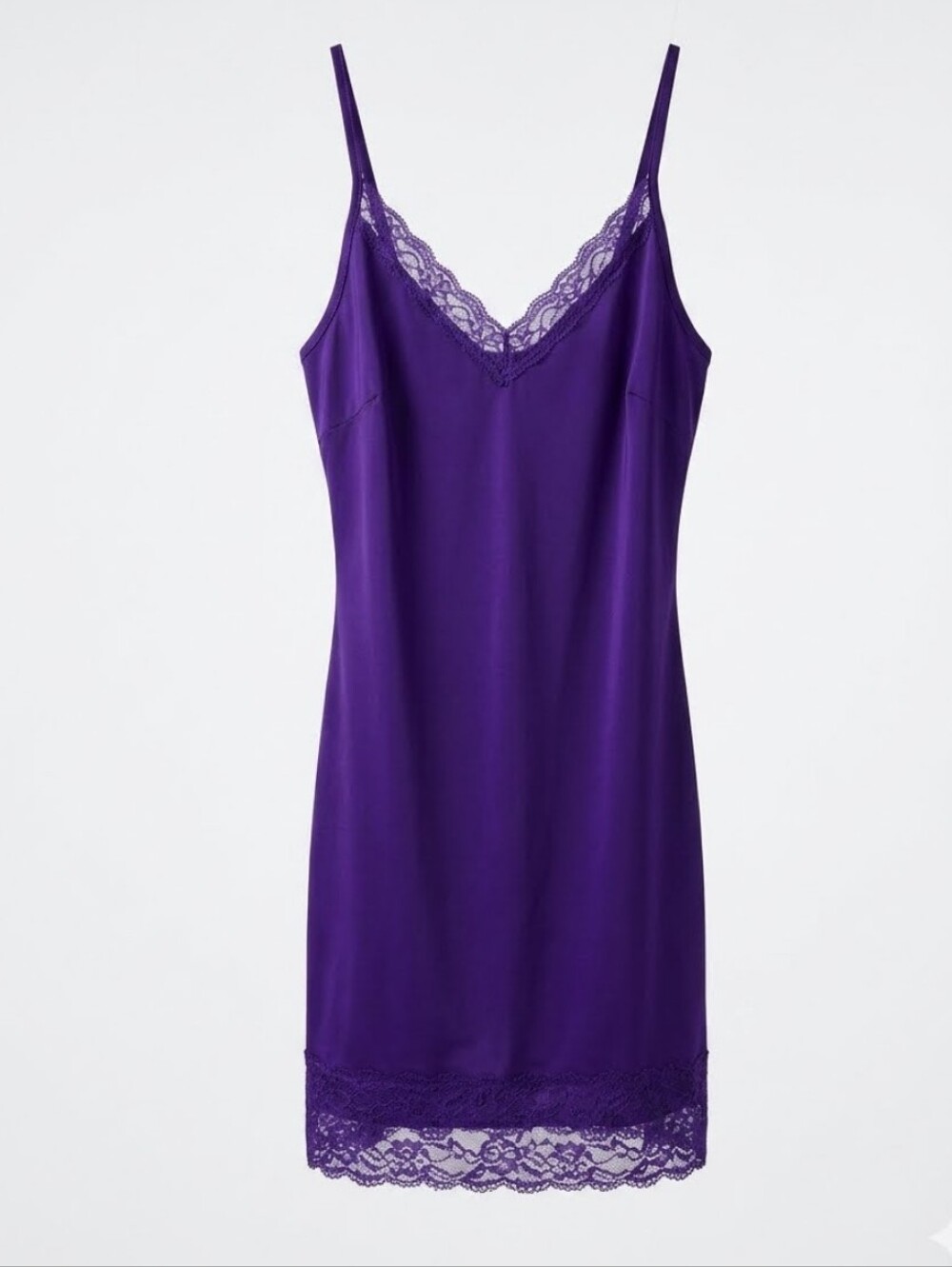 Better Be Purple Lace-Trim Slip Chemise Size M